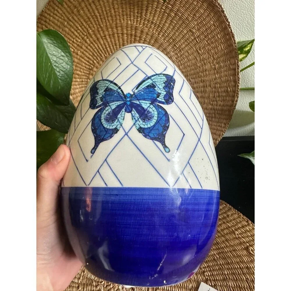 Dolly Parton blue butterfly signature ceramic egg